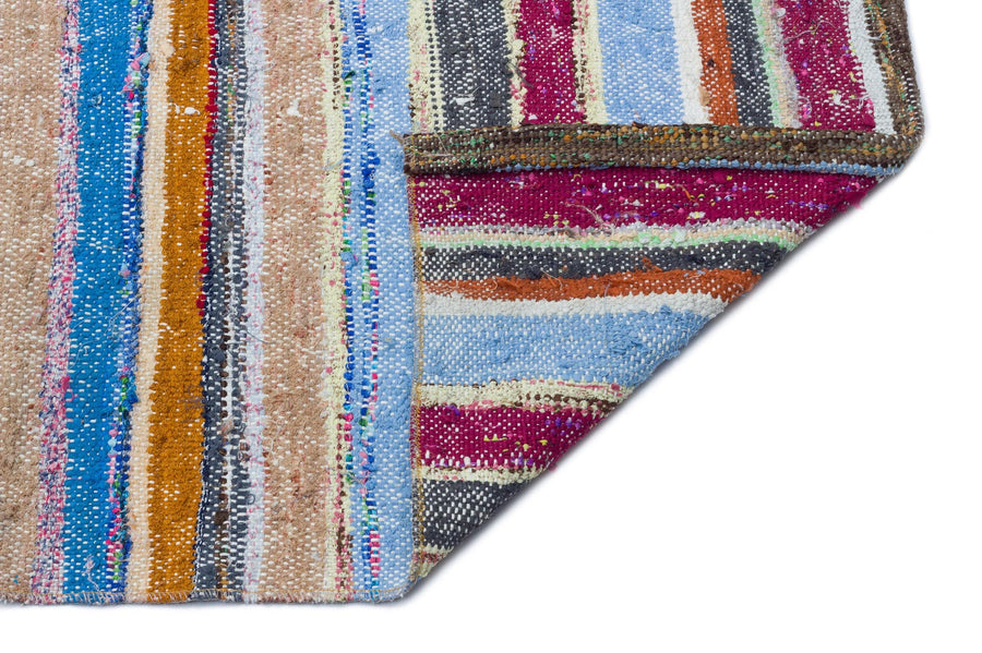 Bej Bohem Çizgili Yün Halı 160x347