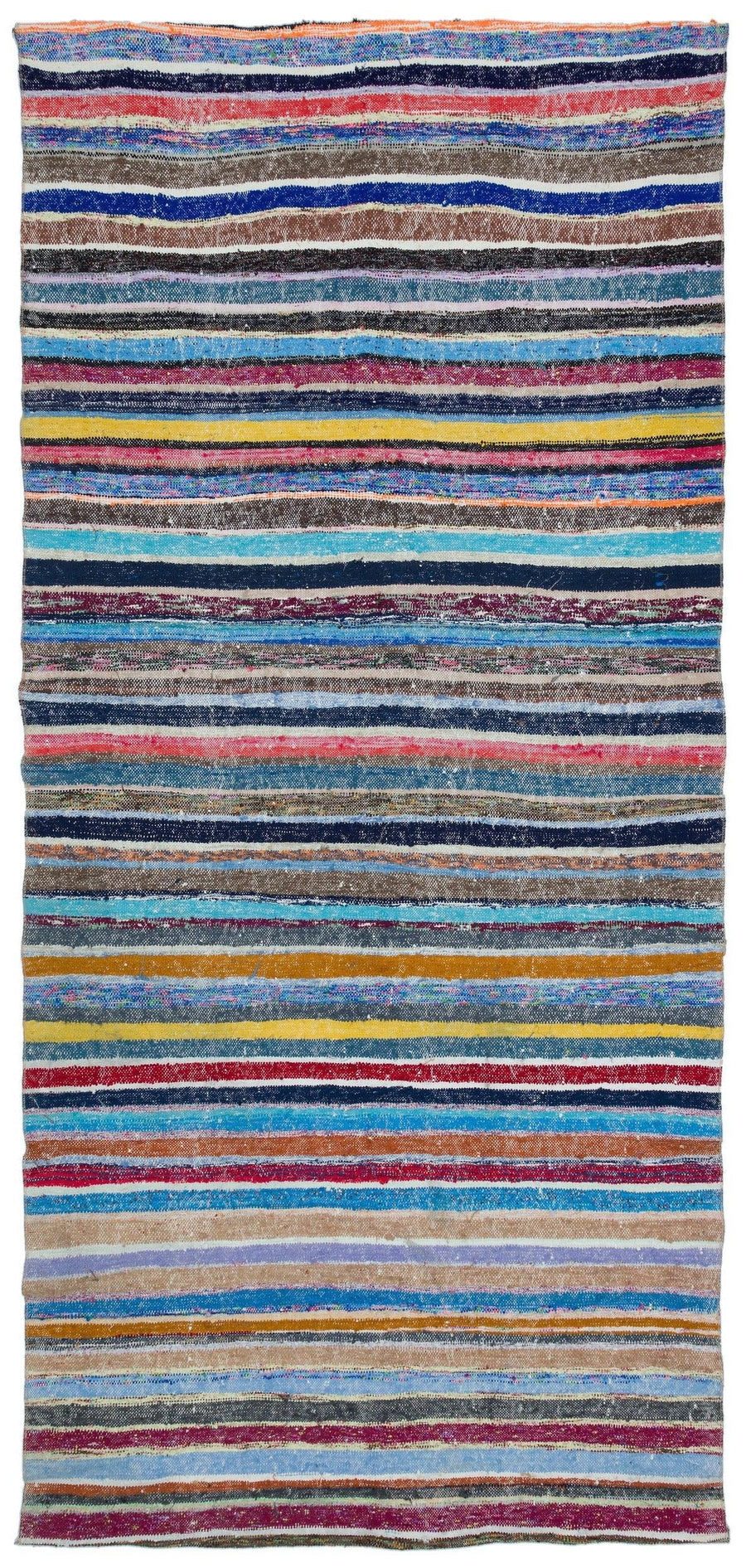 Multicolor Striped Ethnic Wool Runner Rug 160x347 cm (5'3" x 11'5") – in the hallway