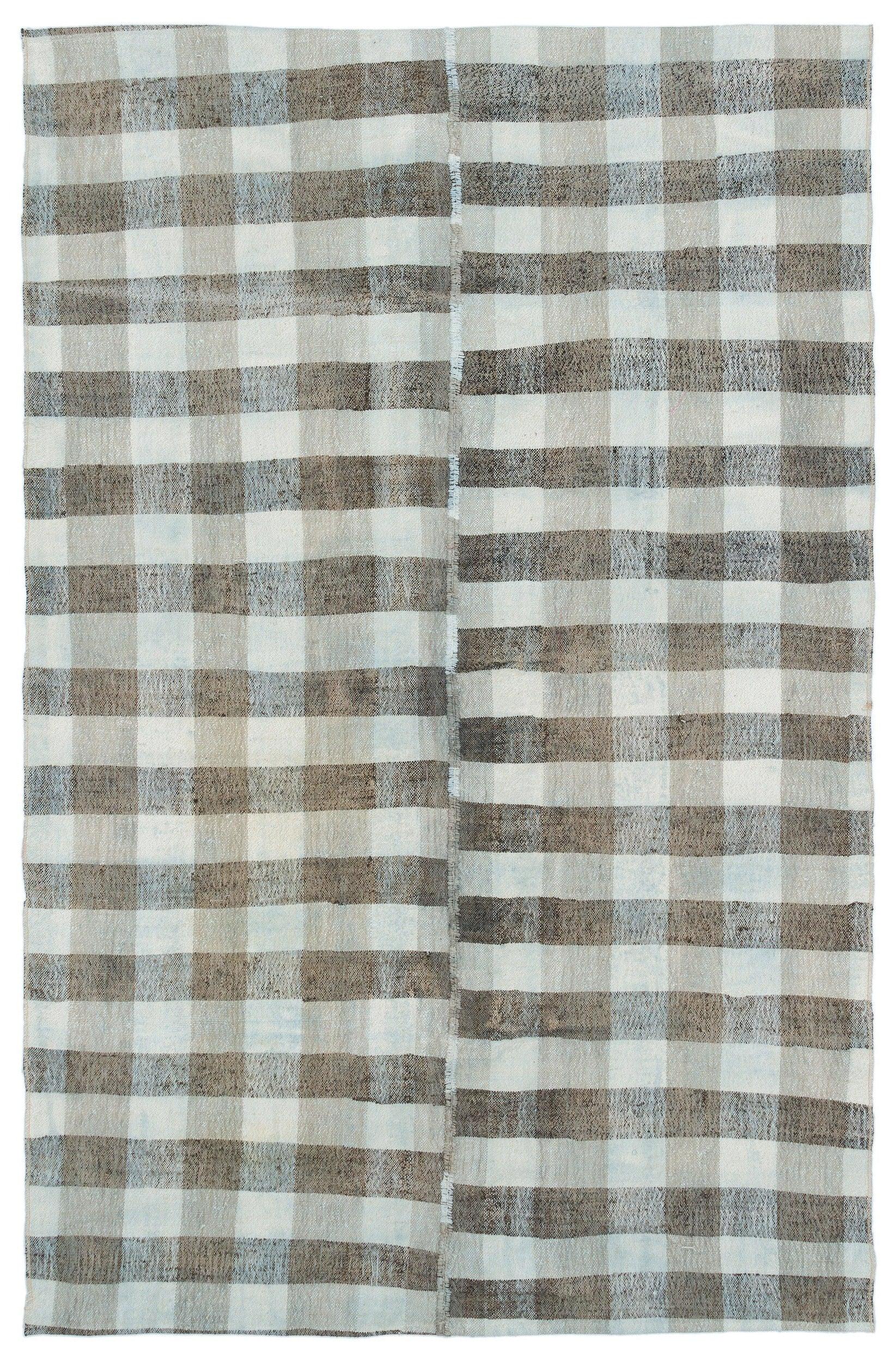Mavi Geometrik Modern Yün Halı 131x205