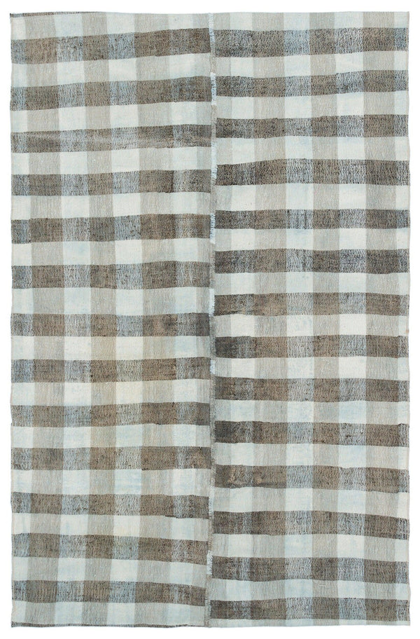 Mavi Geometrik Modern Yün Halı 131x205