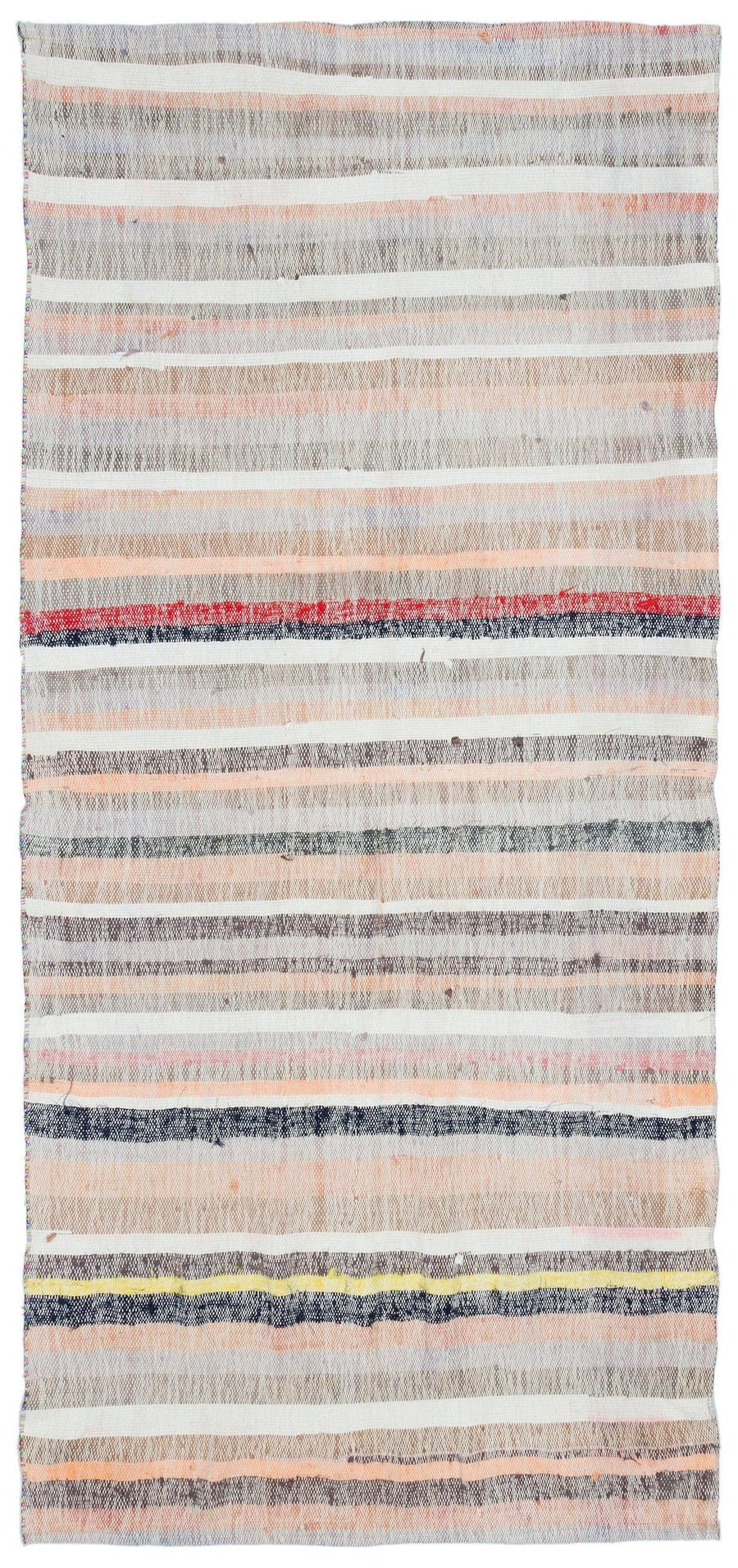 Bej El Dokuma Halı Lacivert ve Gri Çizgili Modern 110x241 cm – Koridor kullanımı