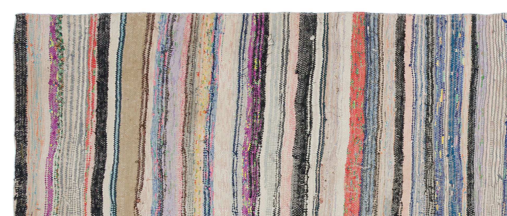 Girit Bej Çizgili Yün El Dokuma Halısı 132 x 321 Apex Unique