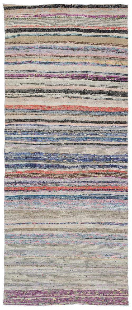 Girit Bej Çizgili Yün El Dokuma Halısı 132 x 321 Apex Unique