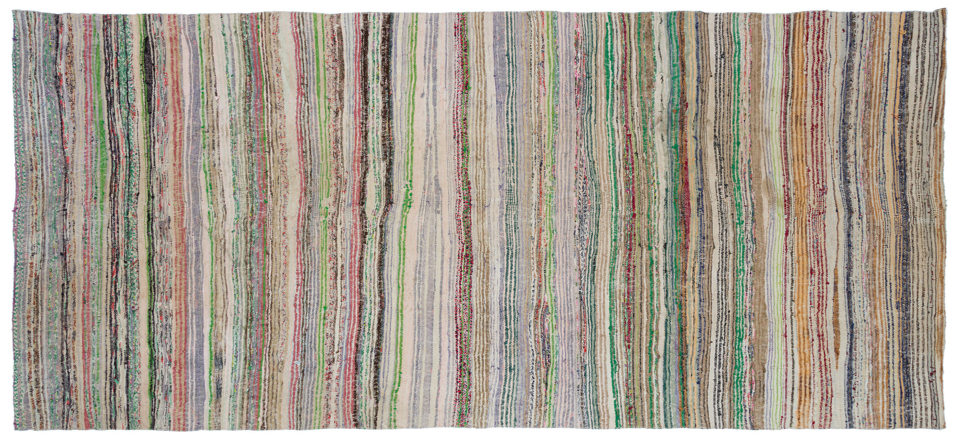 Girit Bej Çizgili Yün El Dokuma Halısı 166 x 383 Apex Unique