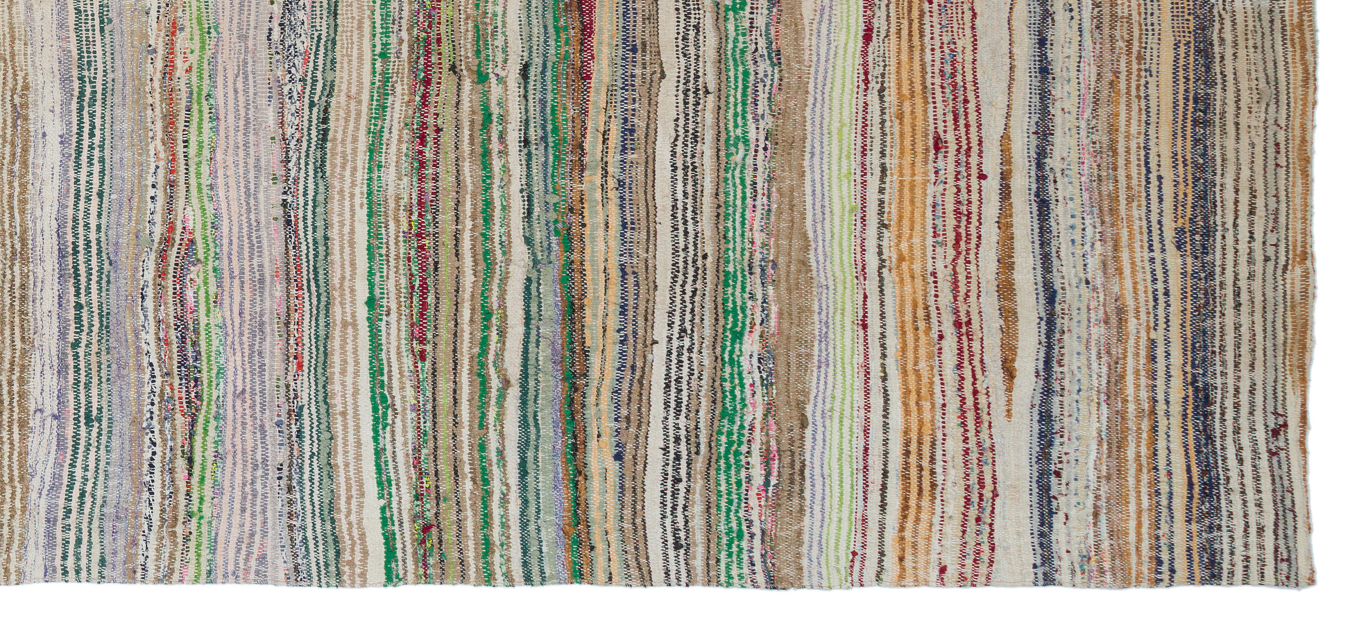 Girit Bej Çizgili Yün El Dokuma Halısı 166 x 383 Apex Unique