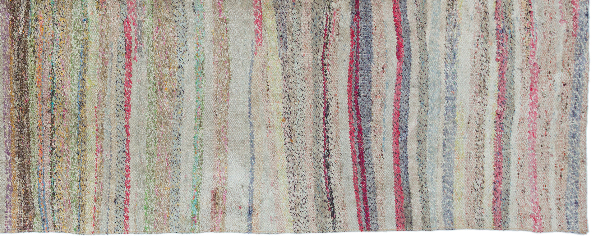 Girit Bej Çizgili Yün El Dokuma Halısı 118 x 292 Apex Unique