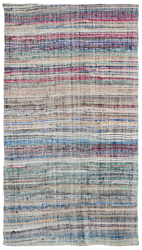 Girit Bej Çizgili Yün El Dokuma Halısı 165 x 300 Apex Unique