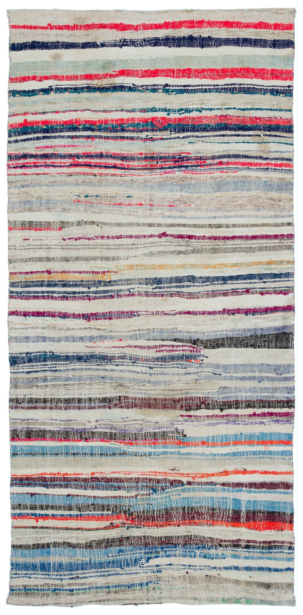 Girit Bej Çizgili Yün El Dokuma Halısı 142 x 295 Apex Unique