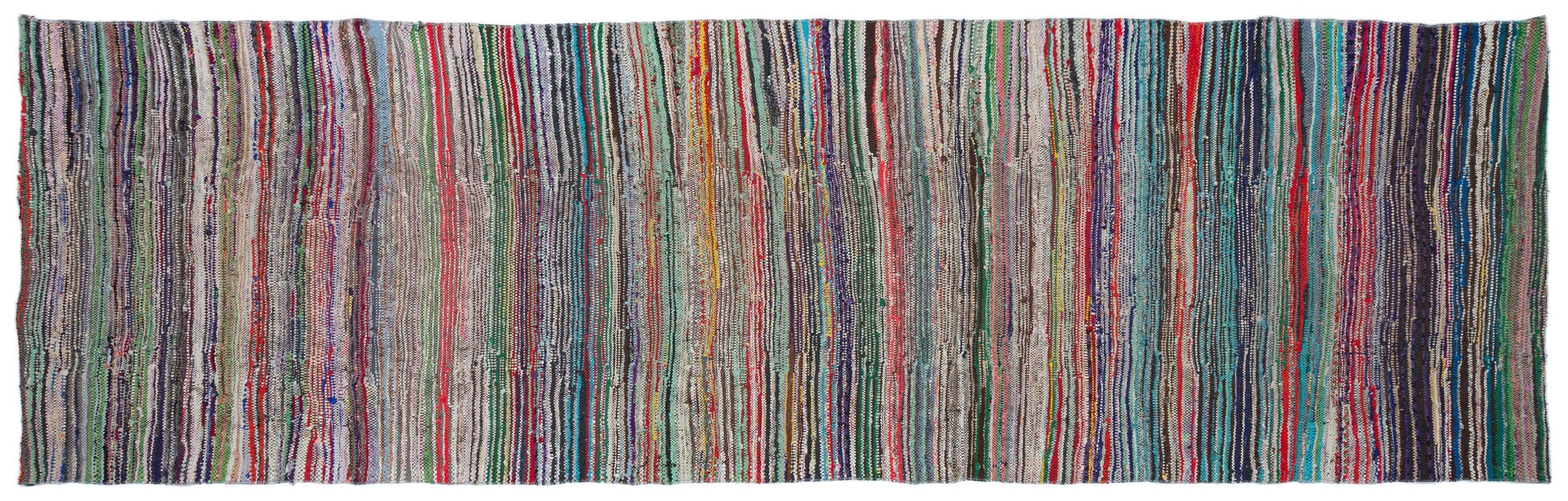 Girit Bej Çizgili Yün El Dokuma Halısı 112 x 367 Apex Unique