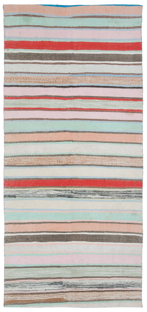 Girit Bej Çizgili Yün El Dokuma Halısı 148 x 331 Apex Unique