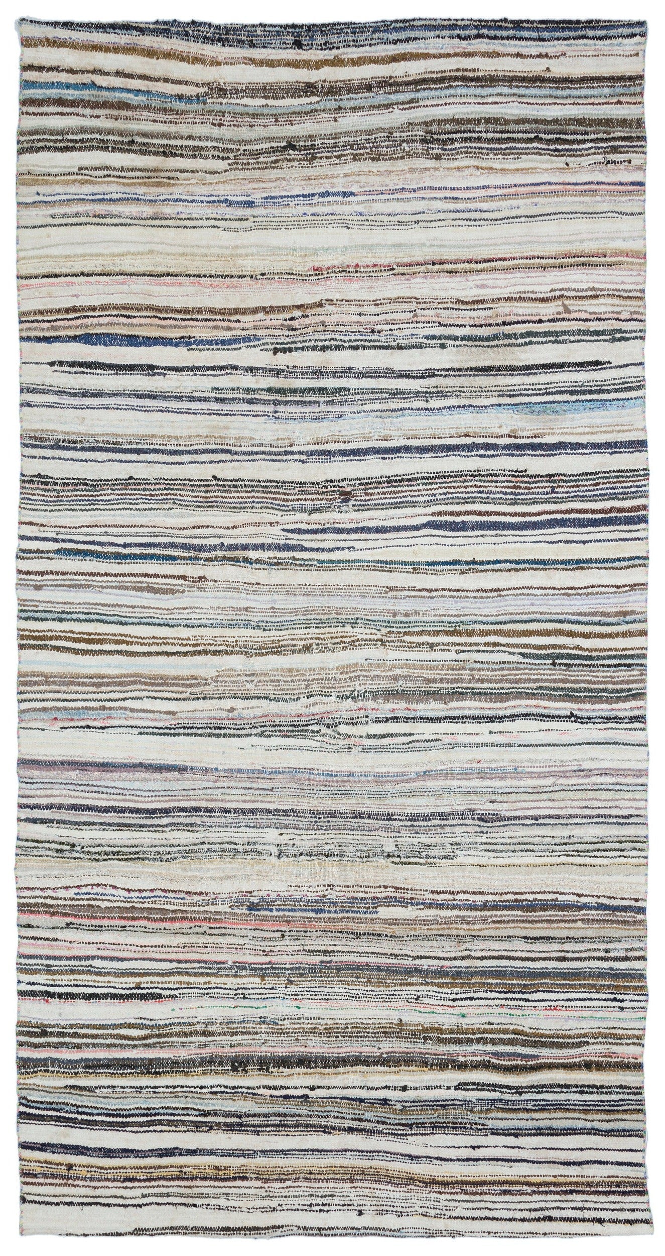 Girit Bej Çizgili Yün El Dokuma Halısı 170 x 322 Apex Unique