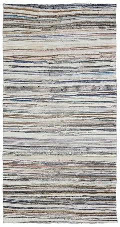 Girit Bej Çizgili Yün El Dokuma Halısı 170 x 322 Apex Unique