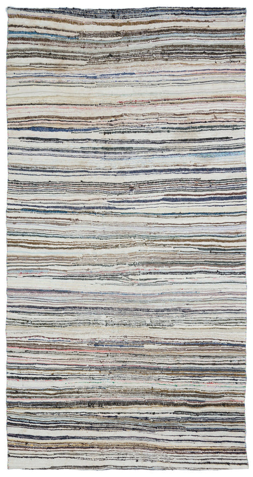 Girit Bej Çizgili Yün El Dokuma Halısı 170 x 322 Apex Unique