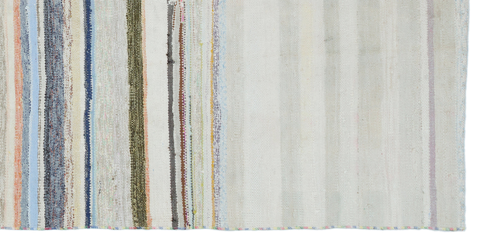 Girit Bej Çizgili Yün El Dokuma Halısı 124 x 252 Apex Unique