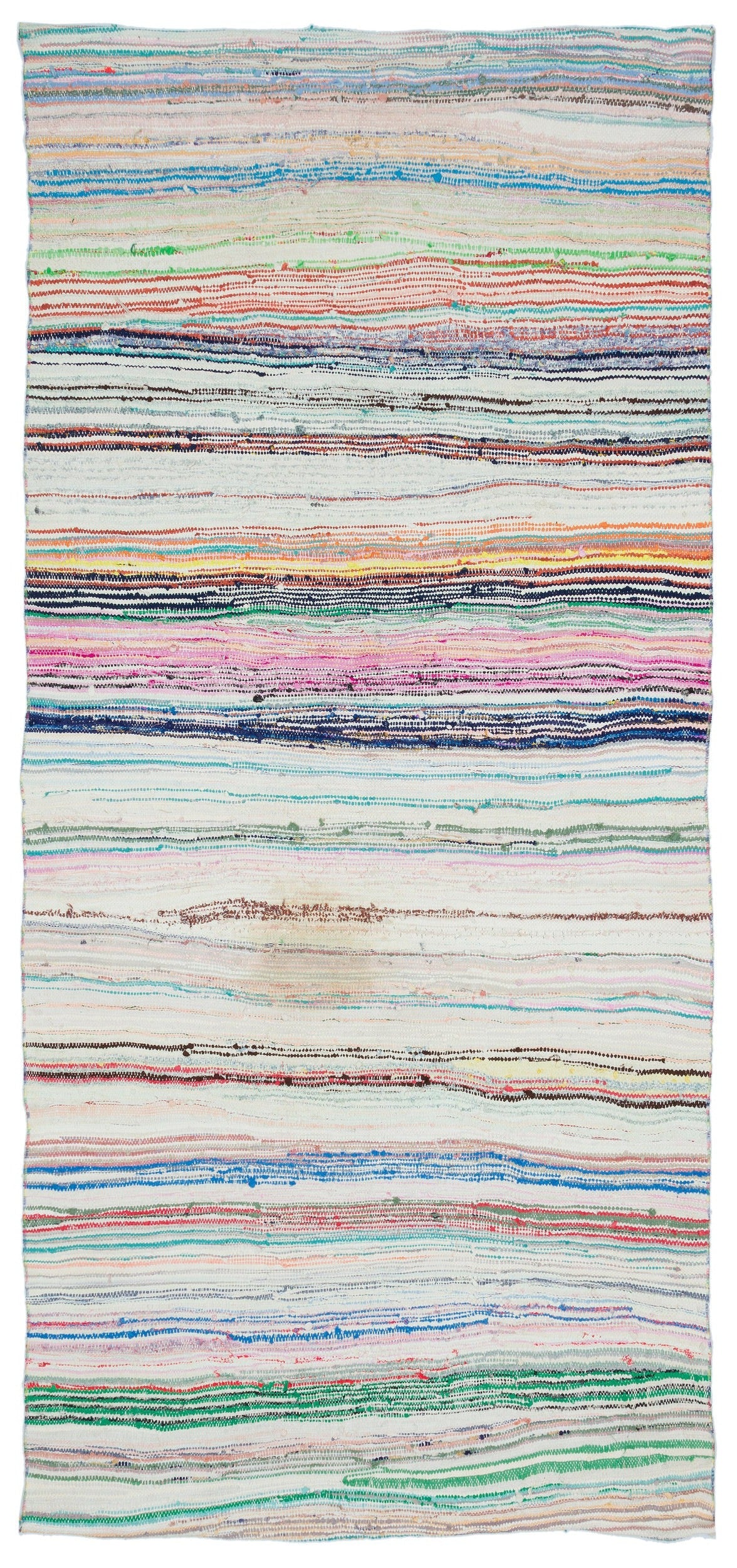 Girit Bej Çizgili Yün El Dokuma Halısı 140 x 294 Apex Unique