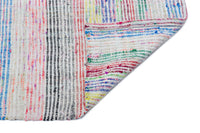 White & Multicolor Striped Flatweave Kilim Rug 148x273 cm (4'10" x 8'11")