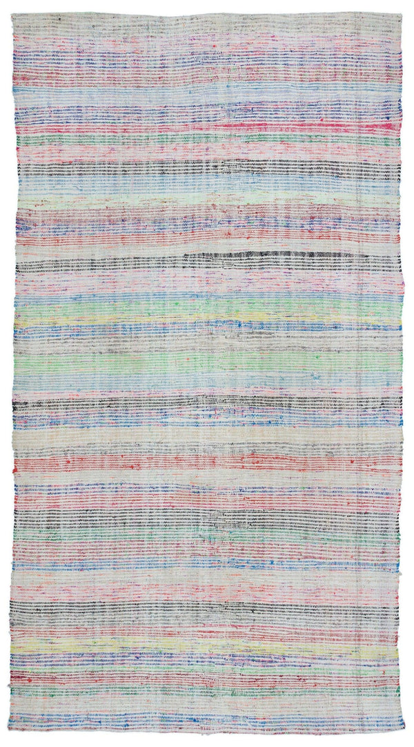 Bej Bohem Çizgili Yün Halı 148x273
