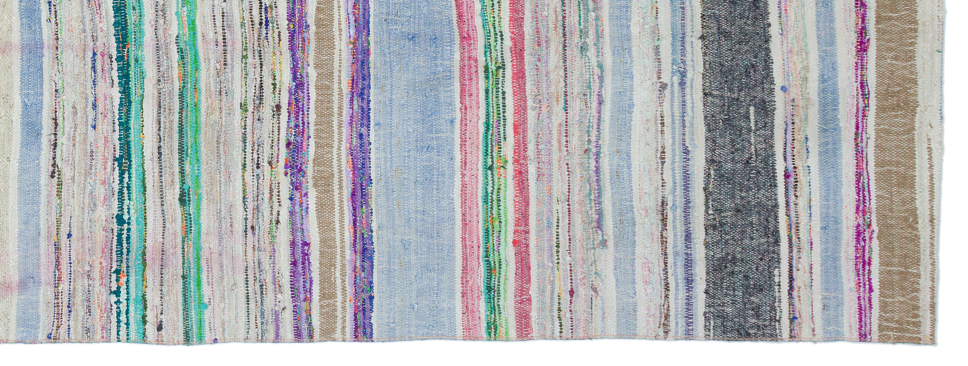 Girit Bej Çizgili Yün El Dokuma Halısı 124 x 340 Apex Unique