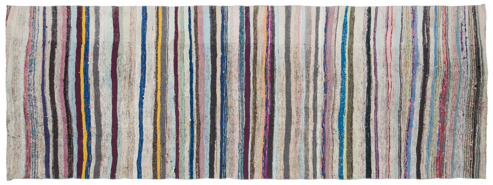 Girit Bej Çizgili Yün El Dokuma Halısı 139 x 370 Apex Unique