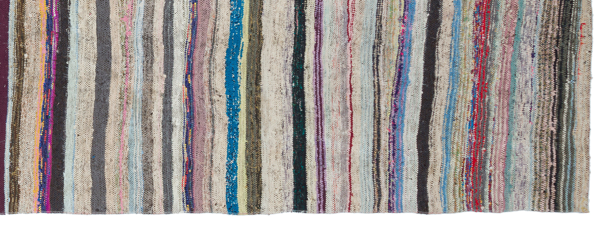 Girit Bej Çizgili Yün El Dokuma Halısı 139 x 370 Apex Unique