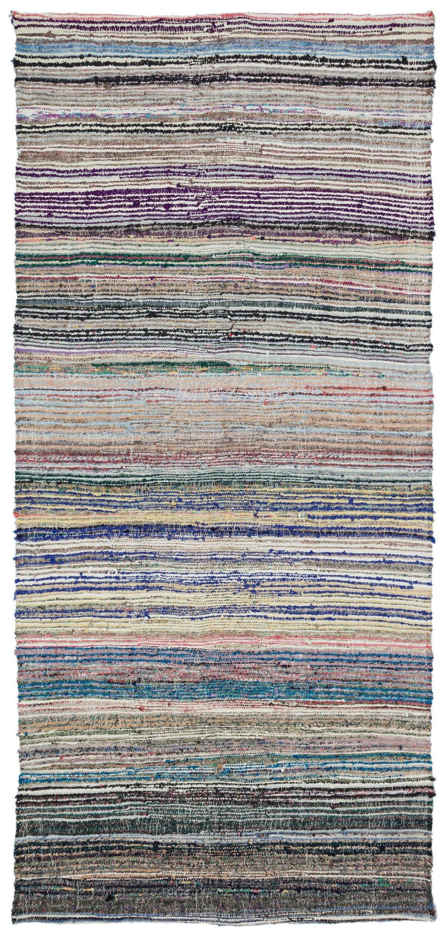 Ethnic Striped Multicolor Flatweave Kilim Runner 159x345 cm (5'3" x 11'4") – in the hallway