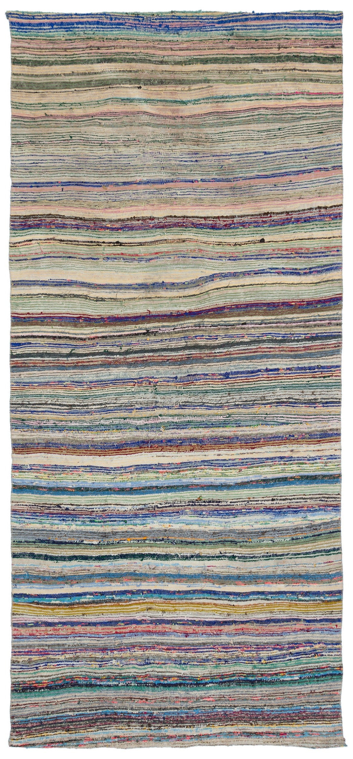 Girit Bej Çizgili Yün El Dokuma Halısı 154 x 322 Apex Unique