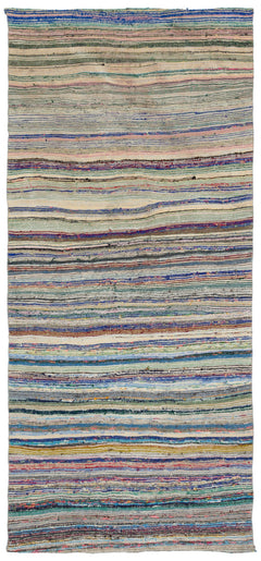 Girit Bej Çizgili Yün El Dokuma Halısı 154 x 322 Apex Unique