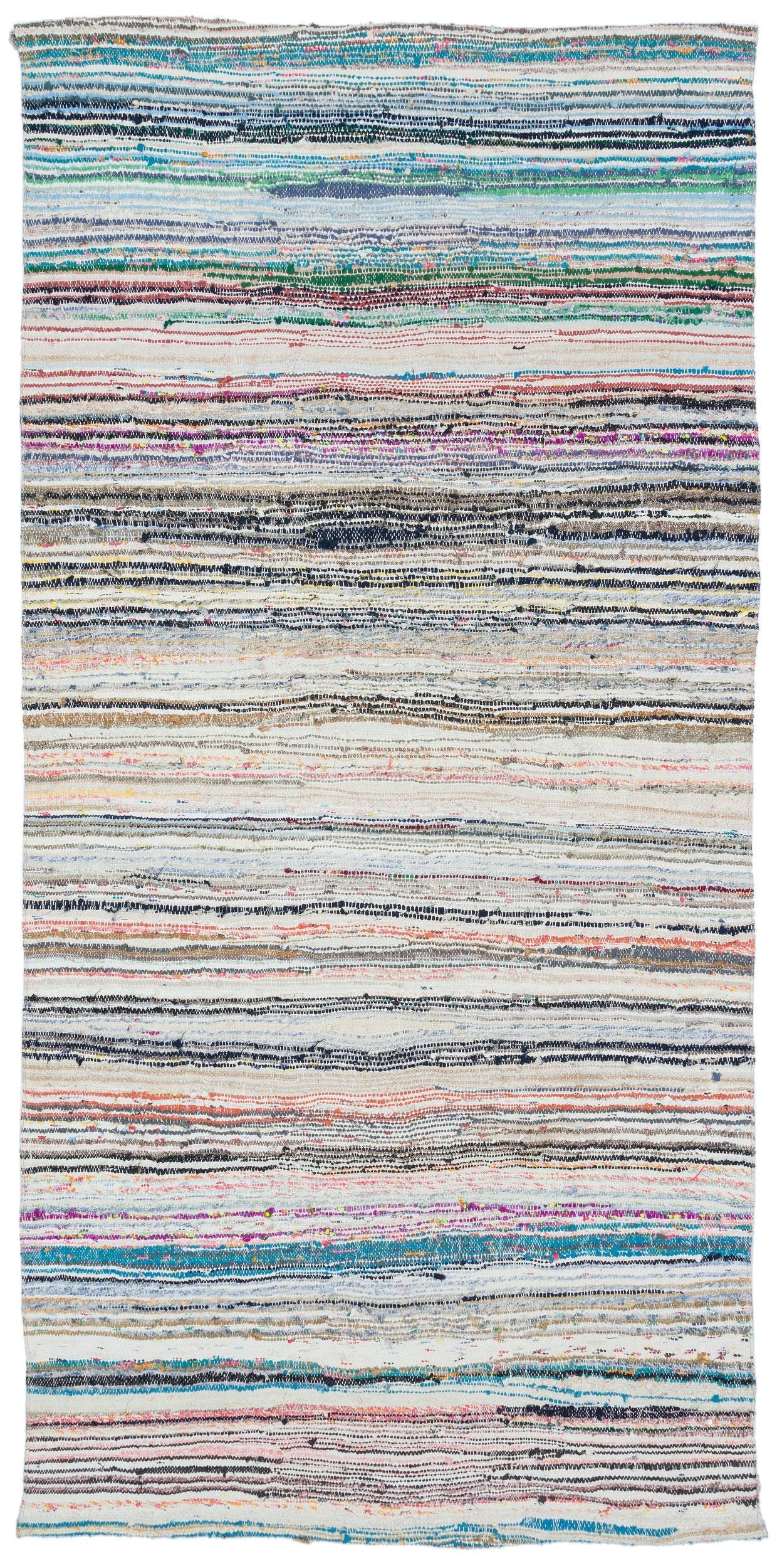 Girit Bej Çizgili Yün El Dokuma Halısı 147 x 294 Apex Unique