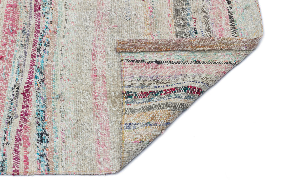 Bej Bohem Çizgili Yün Halı 145x235