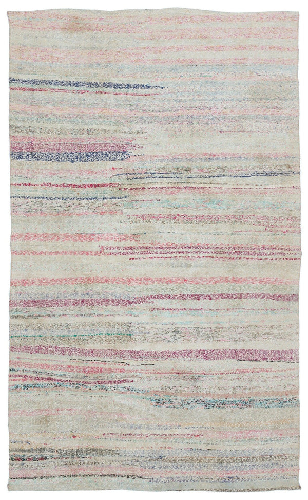 Bej Bohem Çizgili Yün Halı 145x235