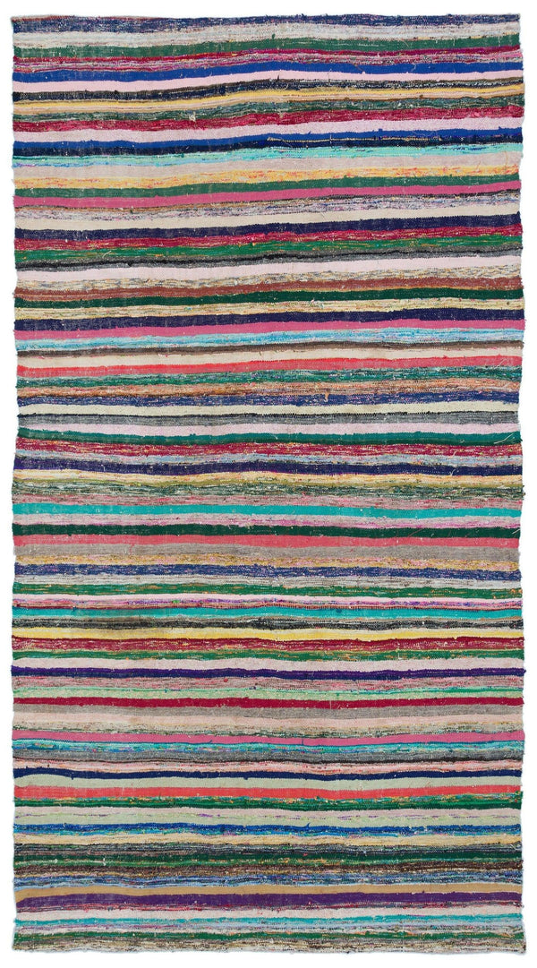 Bej Bohem Çizgili Yün Halı 165x303