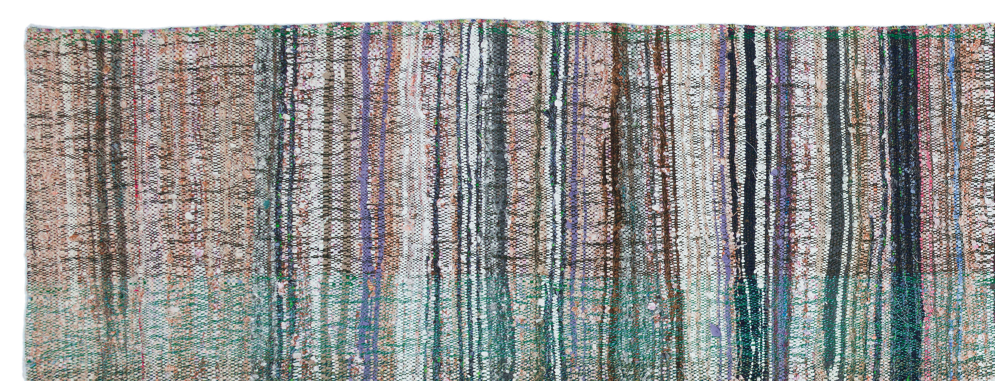 Girit Bej Çizgili Yün El Dokuma Halısı 135 x 357 Apex Unique