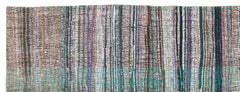 Girit Bej Çizgili Yün El Dokuma Halısı 135 x 357 Apex Unique