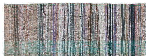 Girit Bej Çizgili Yün El Dokuma Halısı 135 x 357 Apex Unique