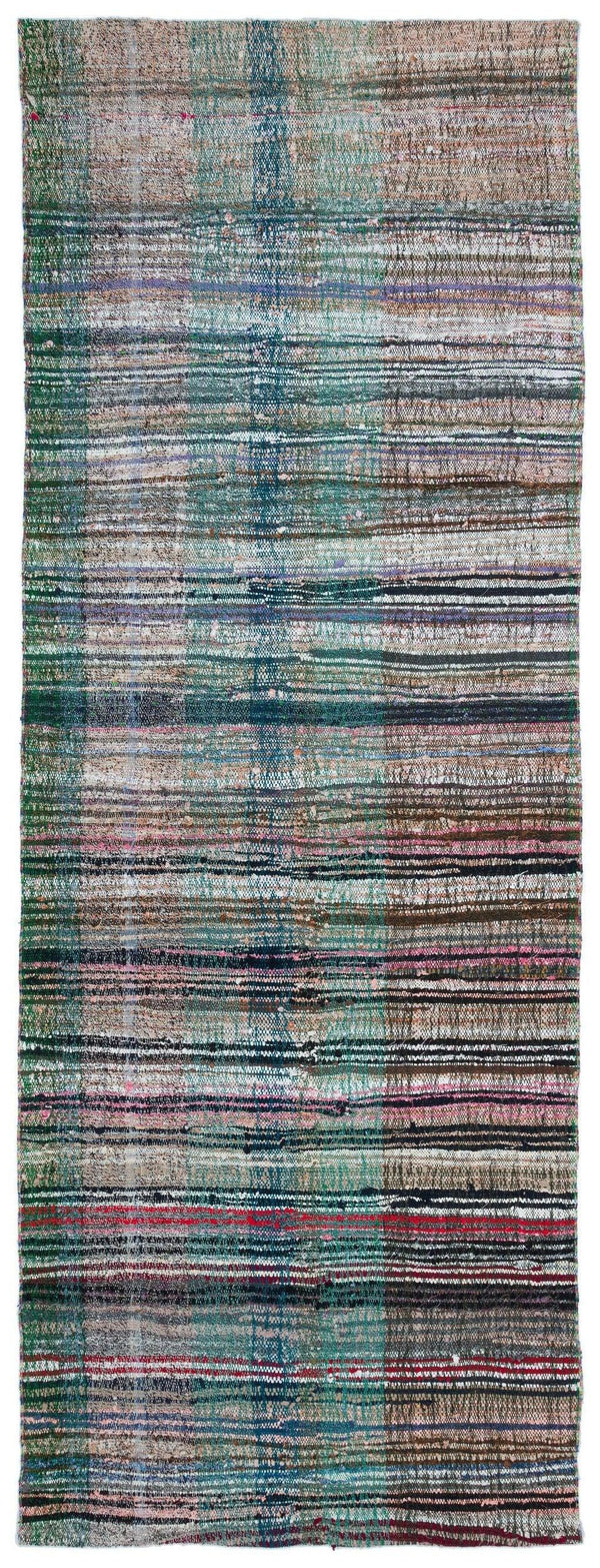 Bej Bohem Çizgili Yün Halı 135x357