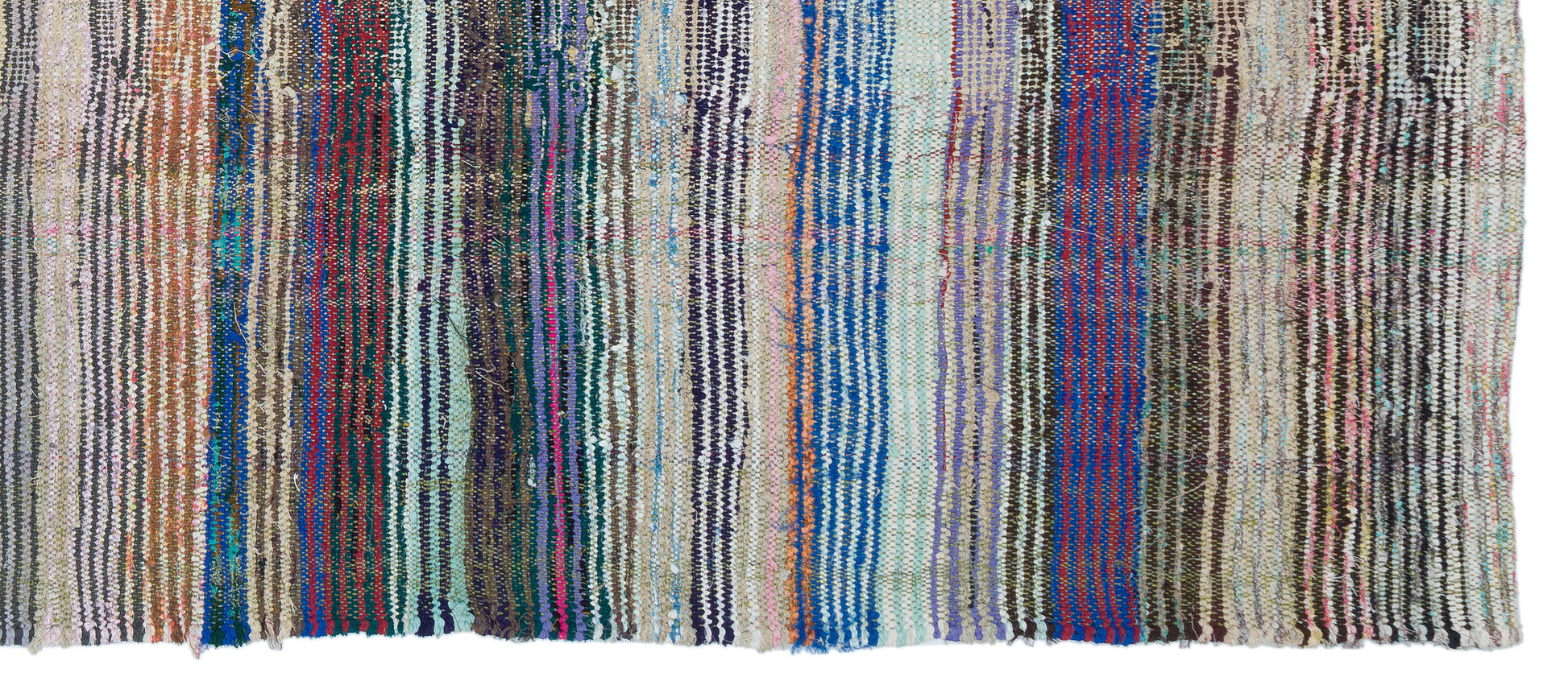 Girit Bej Çizgili Yün El Dokuma Halısı 136 x 320 Apex Unique