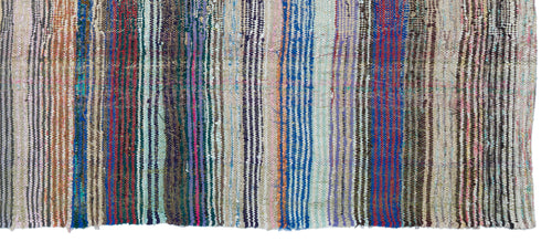 Girit Bej Çizgili Yün El Dokuma Halısı 136 x 320 Apex Unique