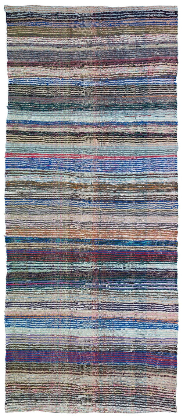 Bej Bohem Çizgili Yün Halı 136x320