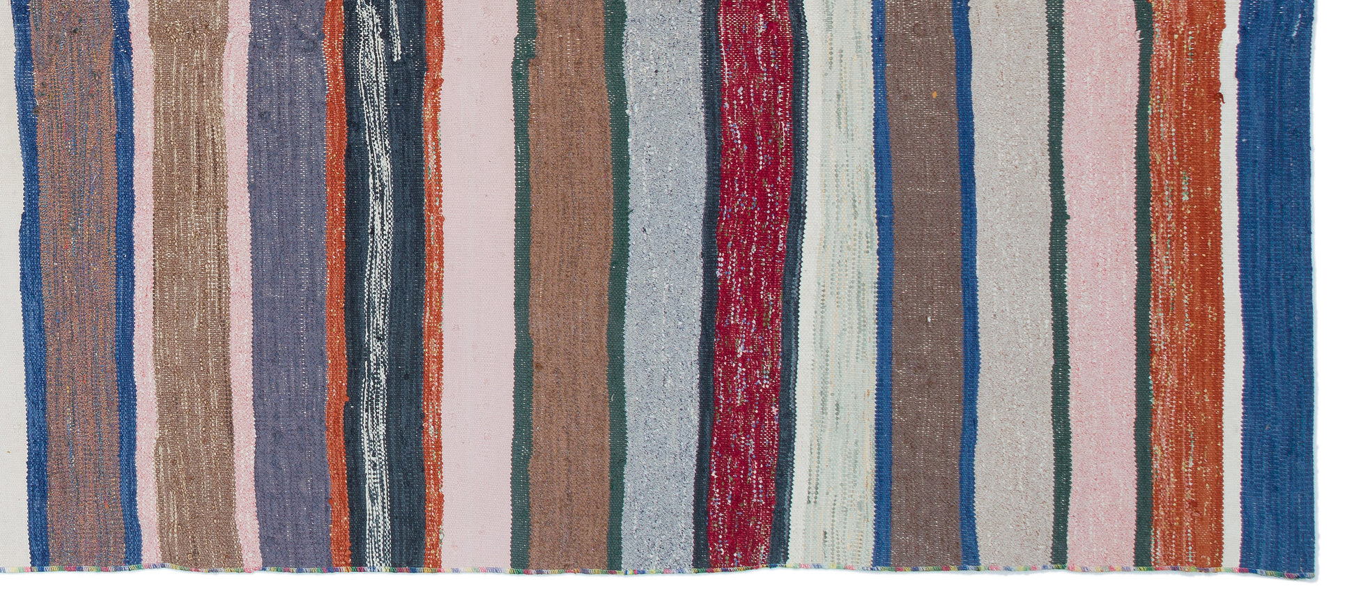 Girit Bej Çizgili Yün El Dokuma Halısı 145 x 327 Apex Unique