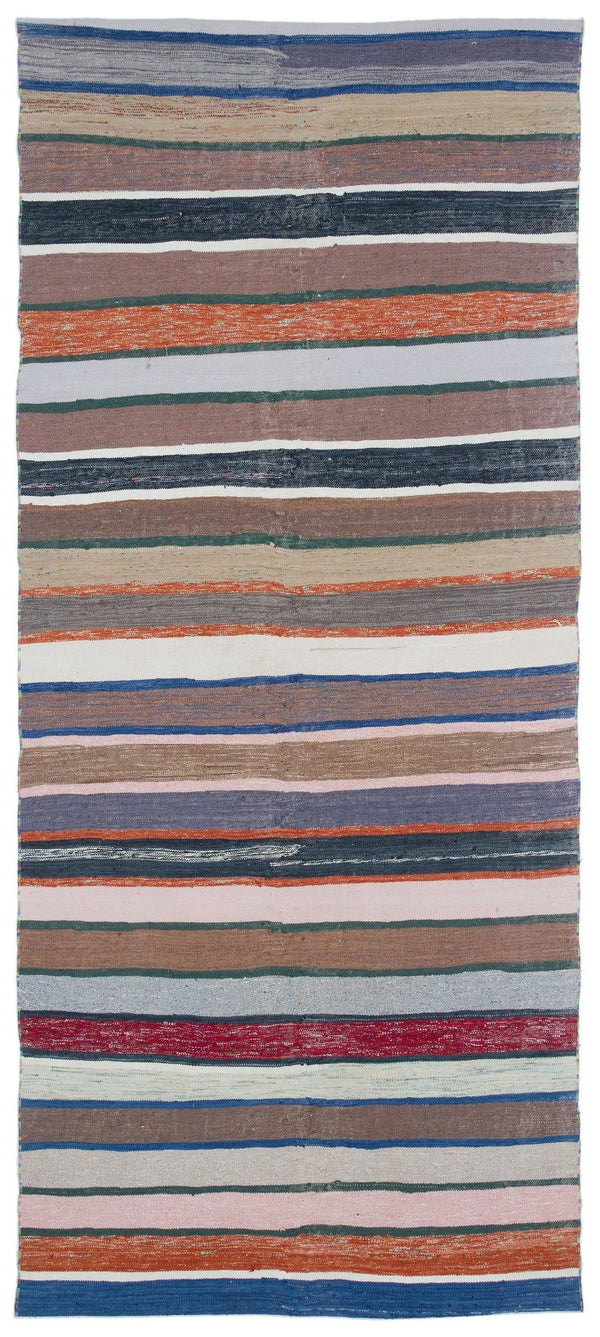 Bej Bohem Çizgili Yün Halı 145x327
