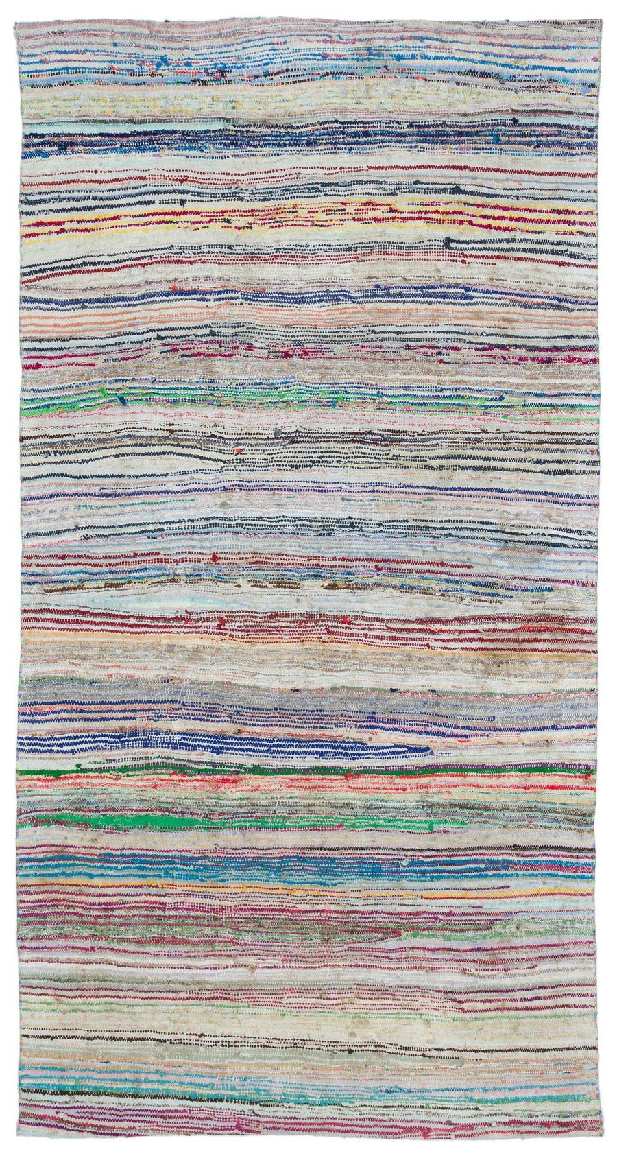 Bohemian Striped Wool Flatweave Kilim Rug 154x293 cm (5'1" x 9'7") – in the hallway