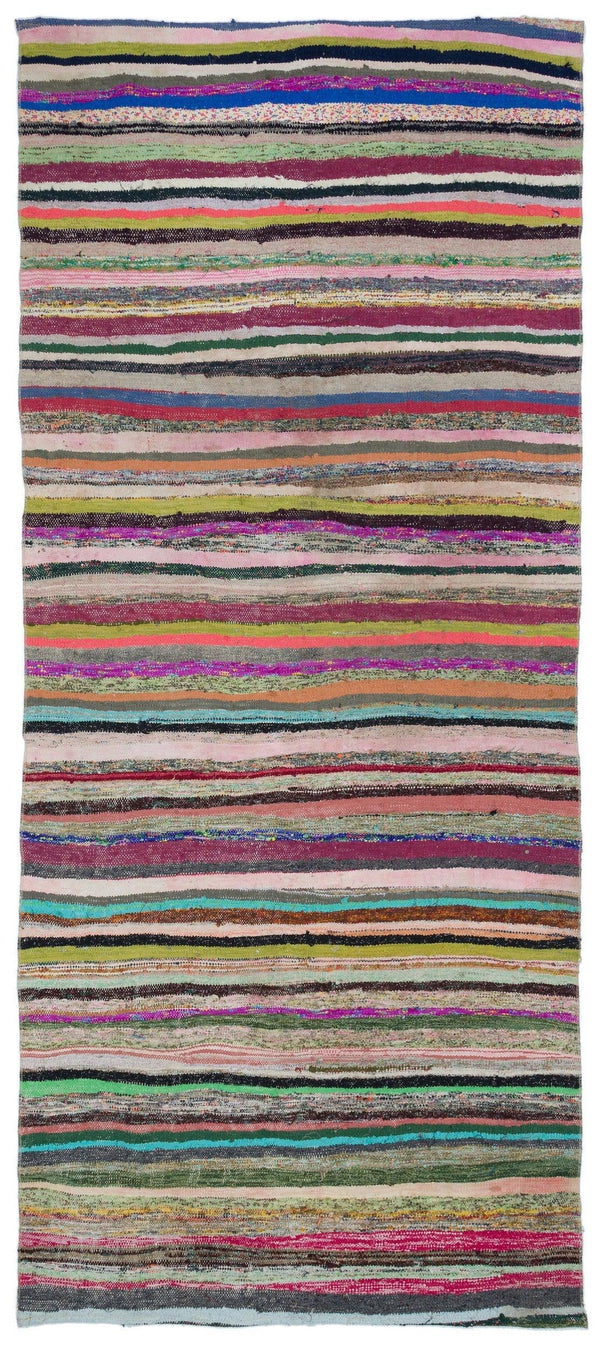 Bej Bohem Çizgili Yün Halı 137x318