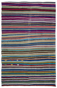 Girit Bej Çizgili Yün El Dokuma Halısı 174 x 287 Apex Unique