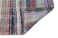 Grey & Multicolor Striped Hand-Knotted Wool Rug 138x283 cm (4'6" x 9'3")