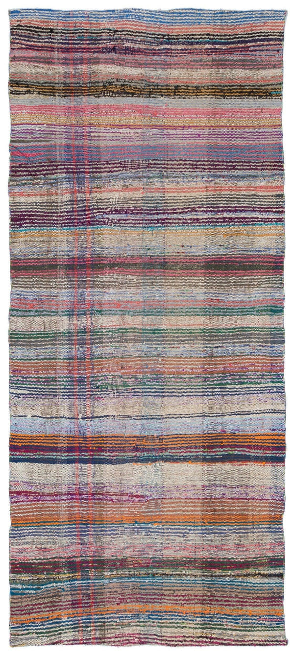 Bej Bohem Çizgili Yün Halı 128x300