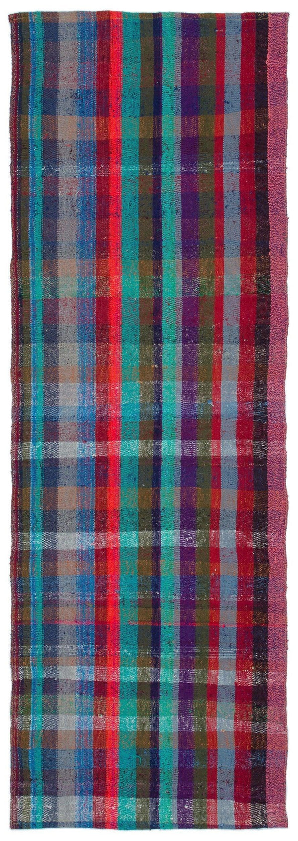 Beyaz Bordo Bohem Geometrik Yün Halı 87x258