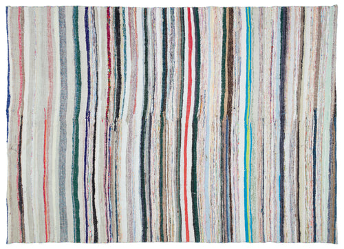 Girit Bej Çizgili Yün El Dokuma Halısı 211 x 286 Apex Unique