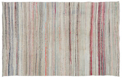 Girit Bej Çizgili Yün El Dokuma Halısı 163 x 250 Apex Unique