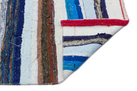 Multicolored Striped Wool Flatweave Kilim Rug 131x372 cm (4'4" x 12'2")