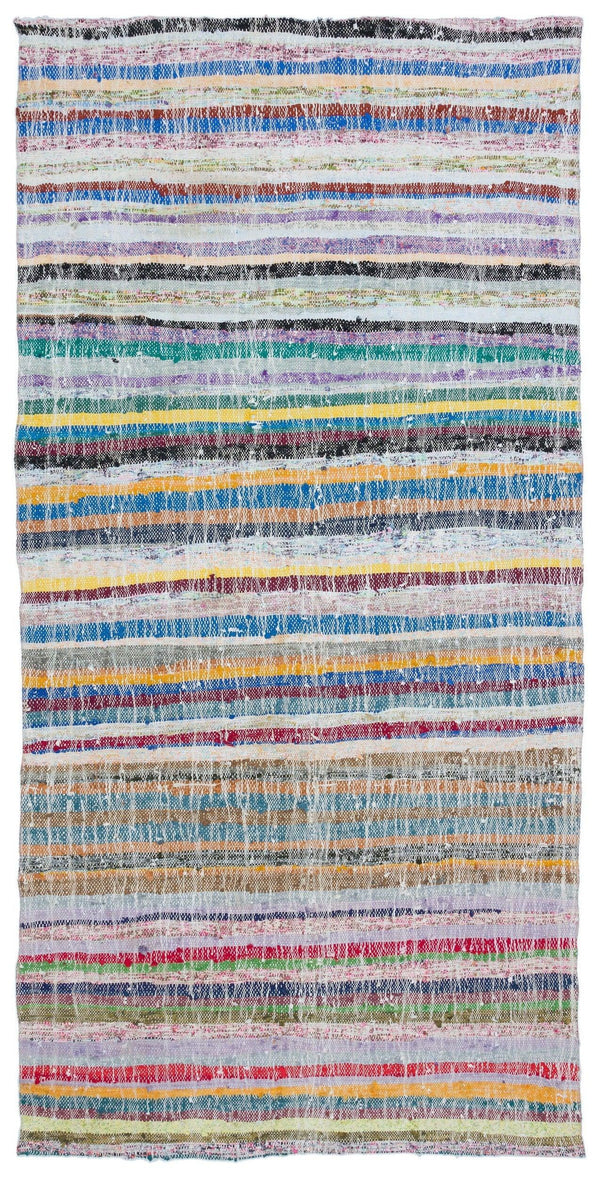 Bej Bohem Çizgili Yün Halı 146x300